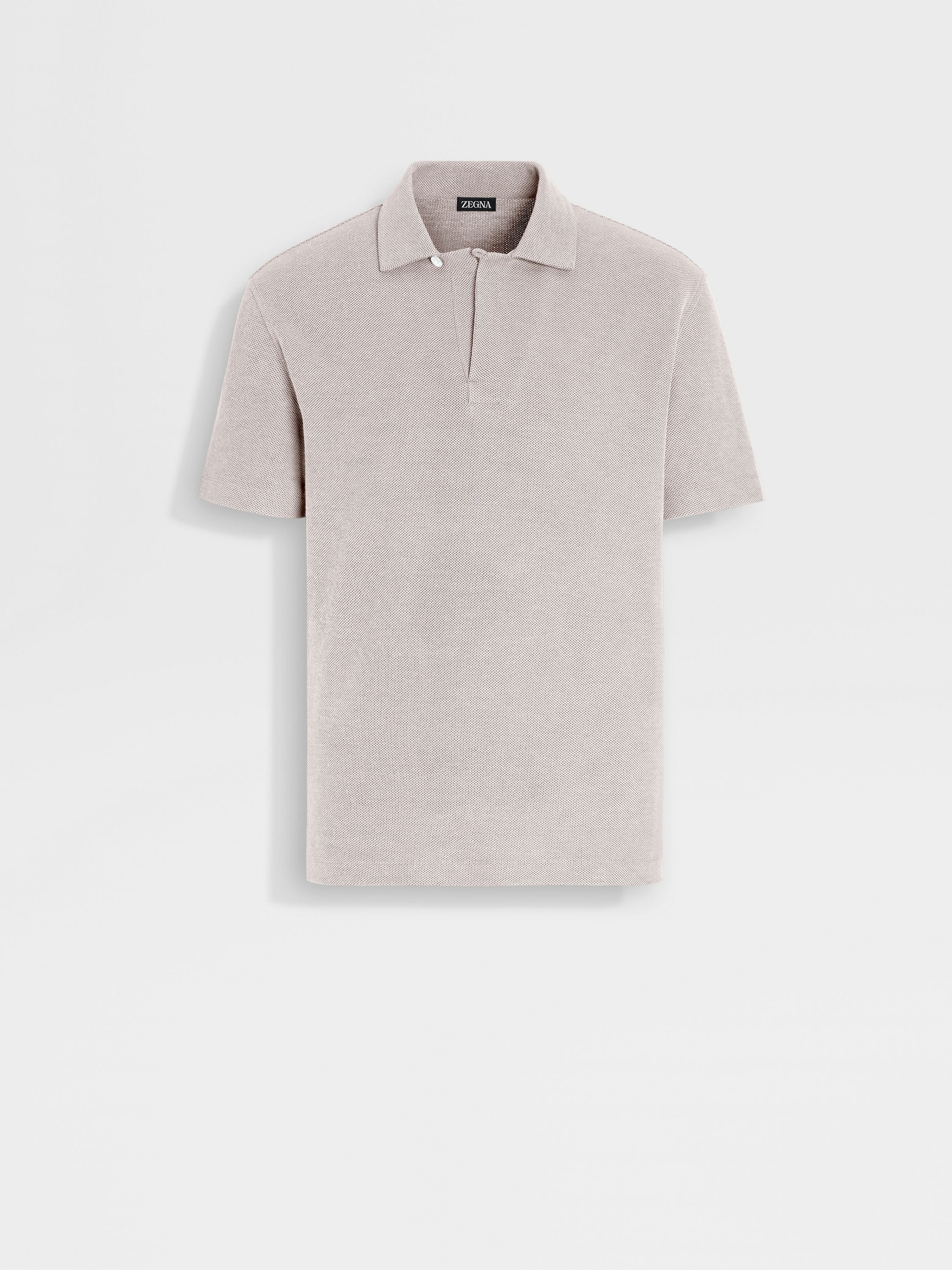 LIGHT BEIGE COTTON POLO SHIRT - 1