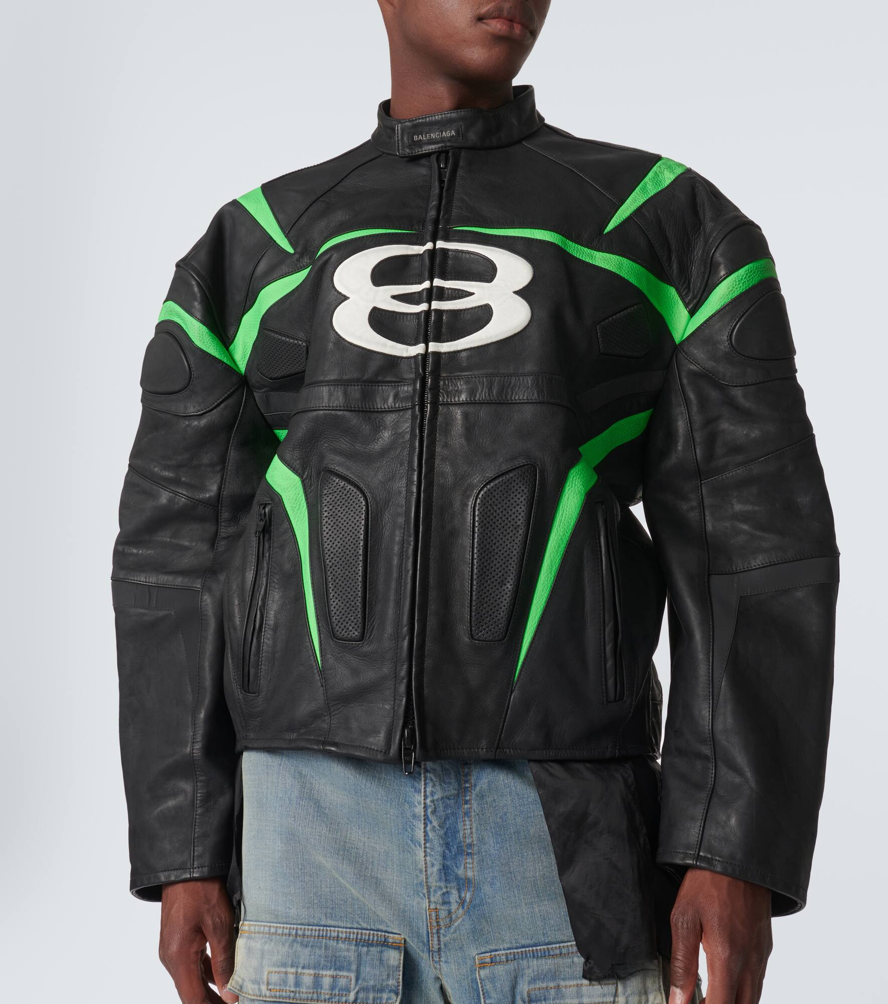 Logo leather jacket - 3