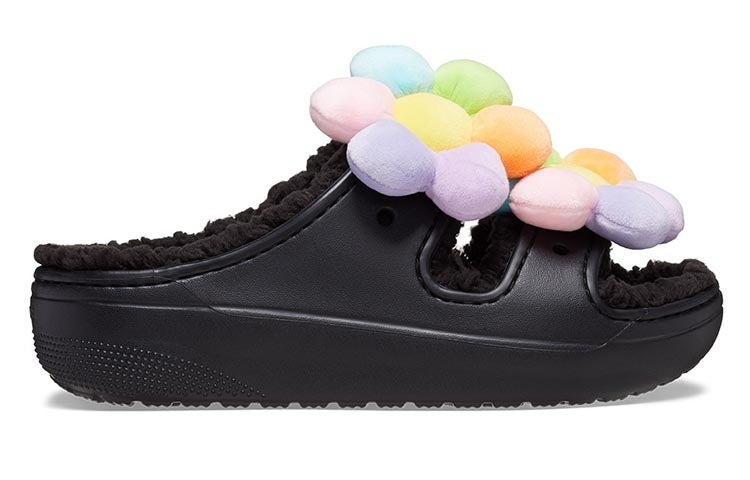 (WMNS) Crocs Classic Cozy Daisy Clogs 'Black Multi' 209240-001 - 2