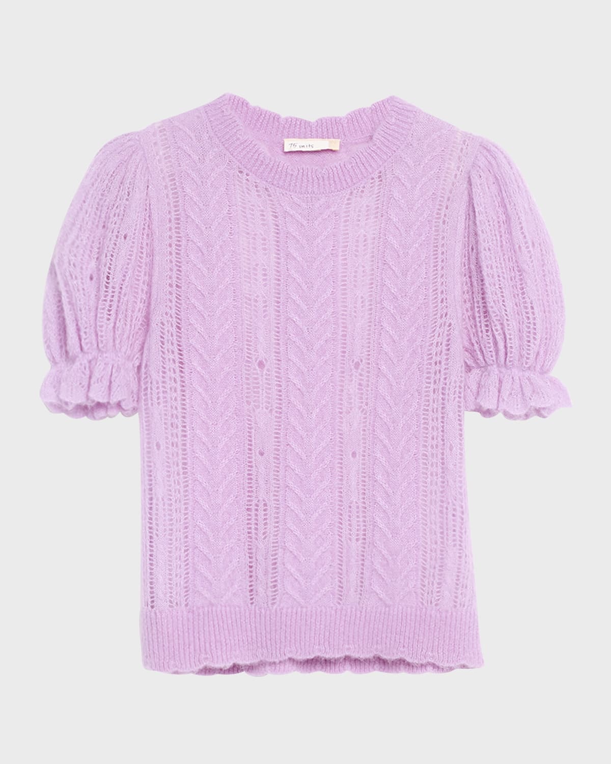 Mavis Openwork Knit Puff-Sleeve Top - 1