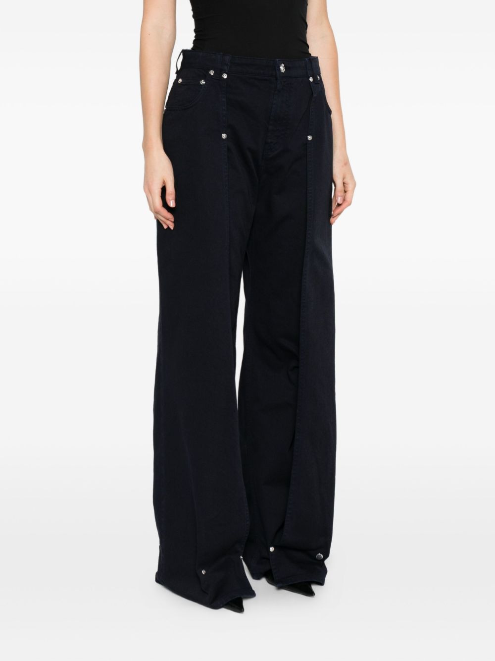 panelled button-fastening jeans - 3