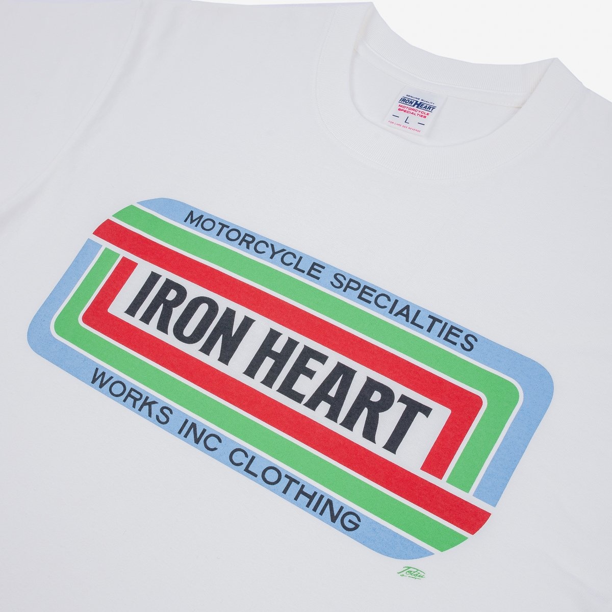 IHT-2405-WHT 7.5oz Printed Loopwheel Crew Neck T-Shirt - White - 7