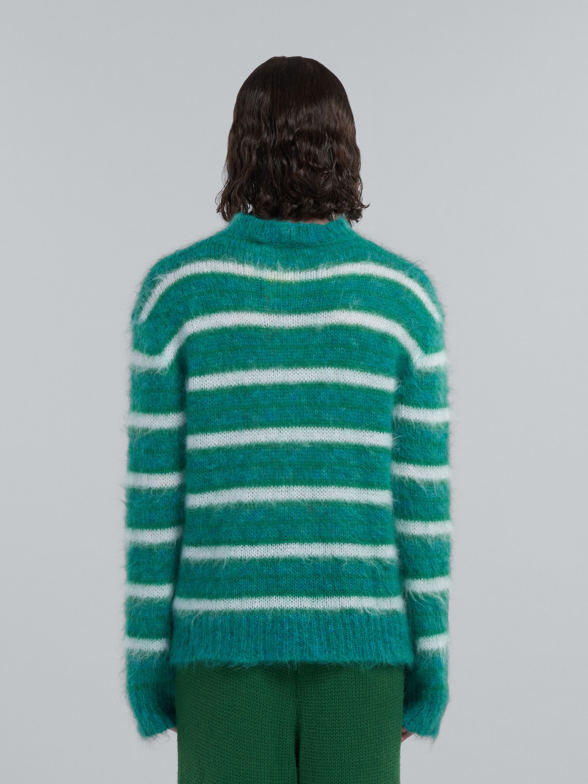 TURQUOISE STRIPED MOHAIR SWEATER - 3