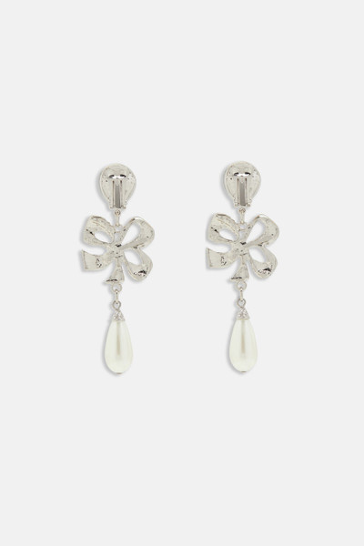 Alessandra Rich CRYSTAL BOW EARRINGS WITH PENDANT PEARL outlook