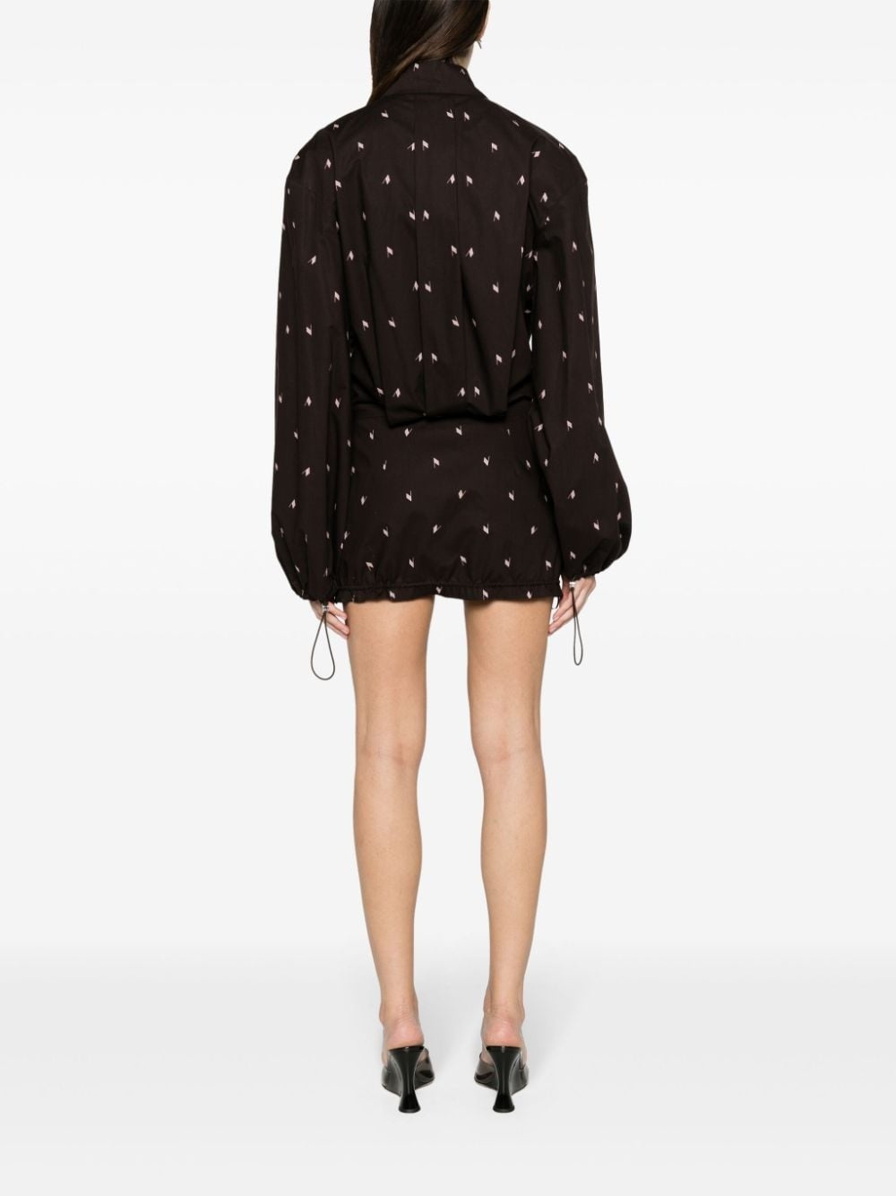 logo-print cotton shirt dress - 4