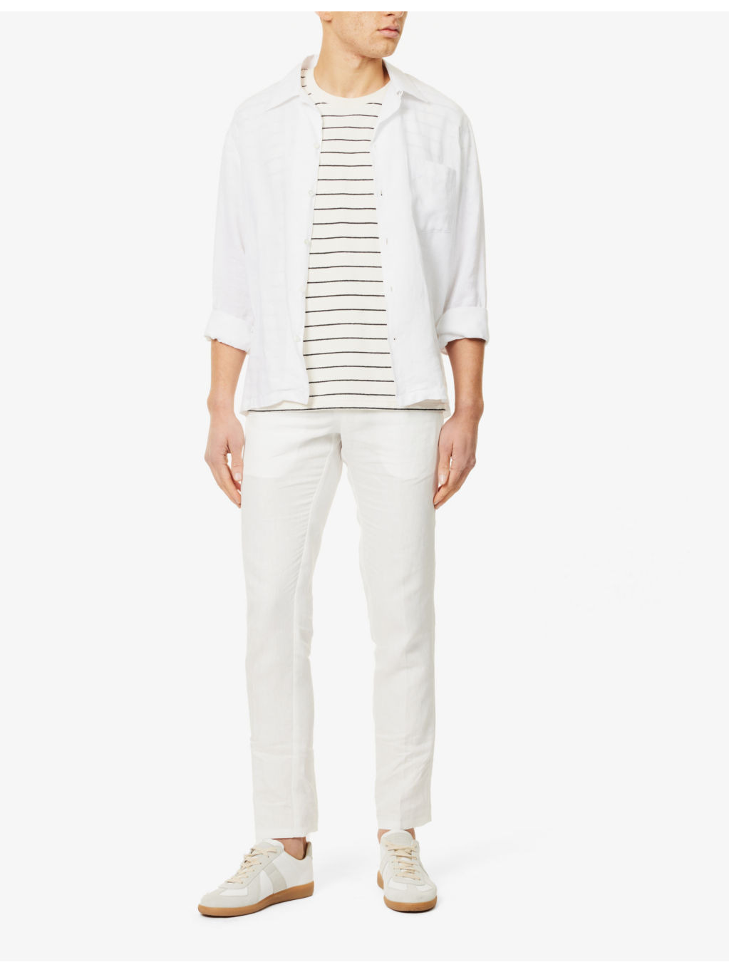 Griffon slim-fit straight-leg linen trousers - 2