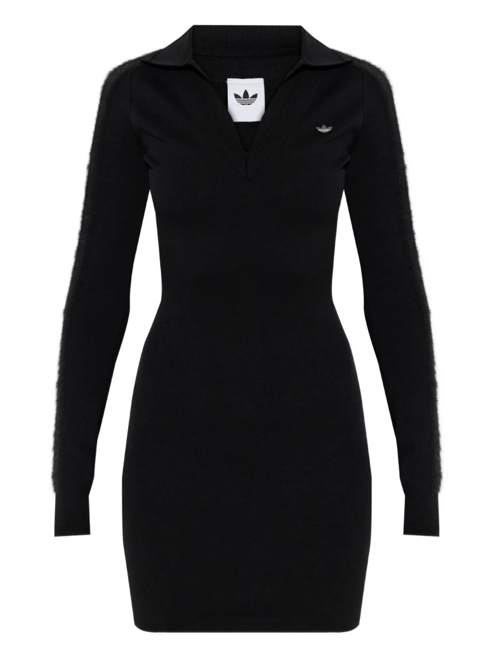 long-sleeve polo-collar mini dress - 1