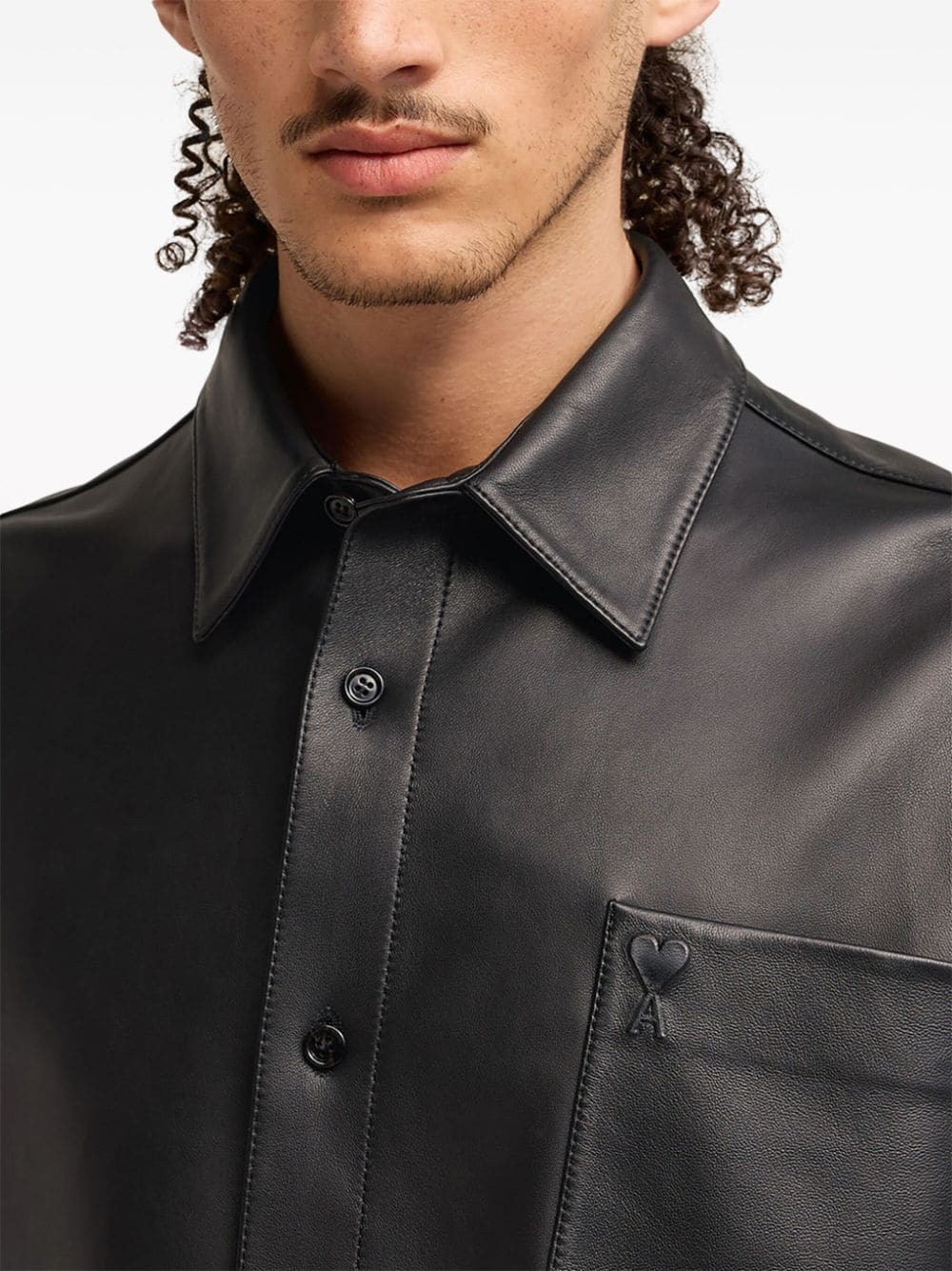 Ami de Coeur-embroidery lambskin shirt - 5