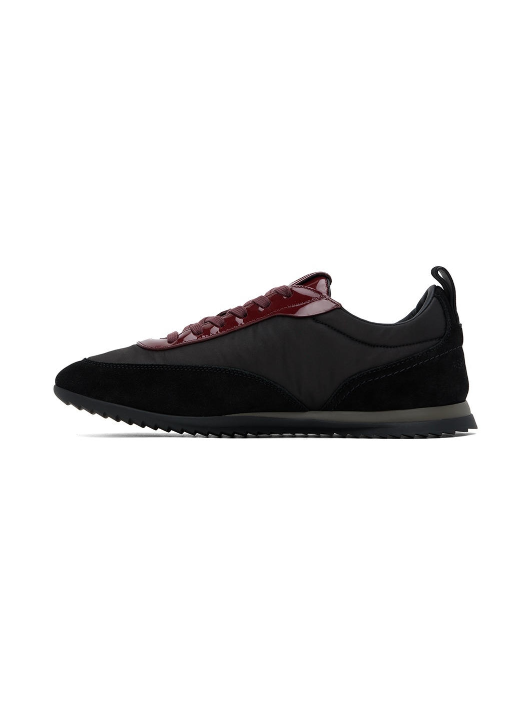Black & Burgundy Patent Leather Trim Sneakers - 3