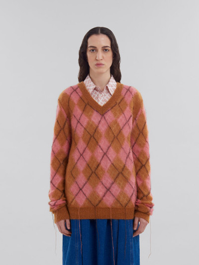 Marni ORANGE MOHAIR ARGYLE JUMPER WITH FLOATING THREADS outlook