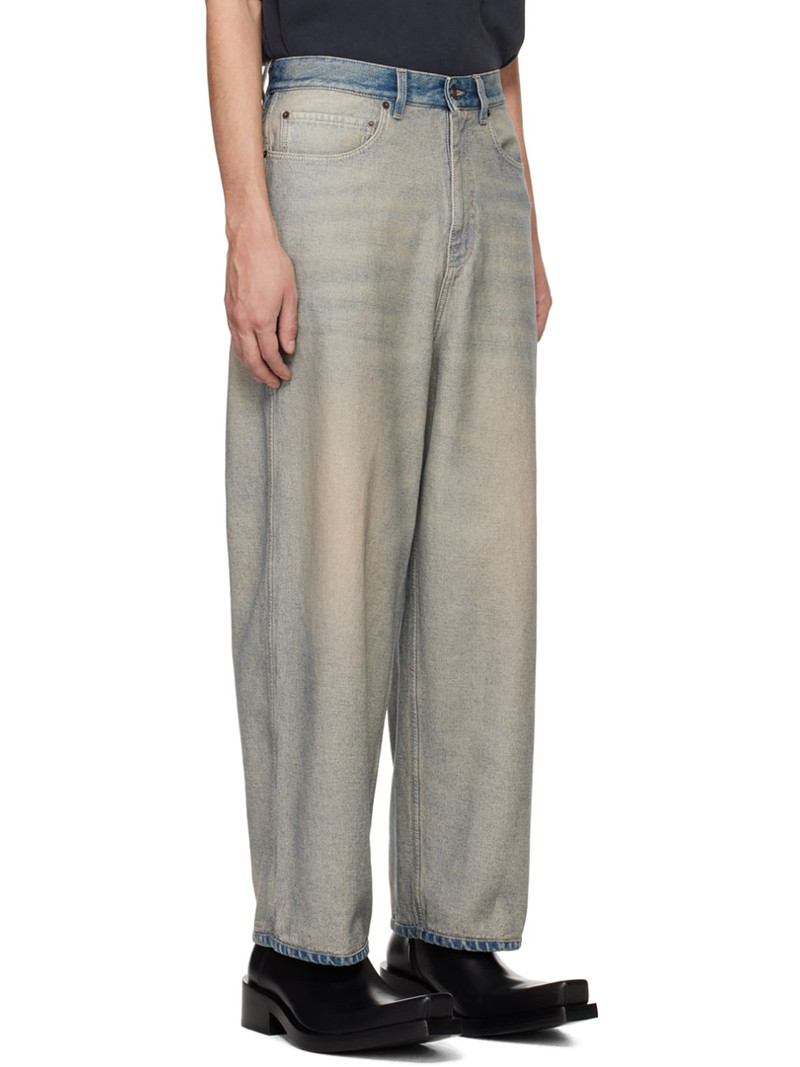 Beige & Indigo Faded Jeans 2