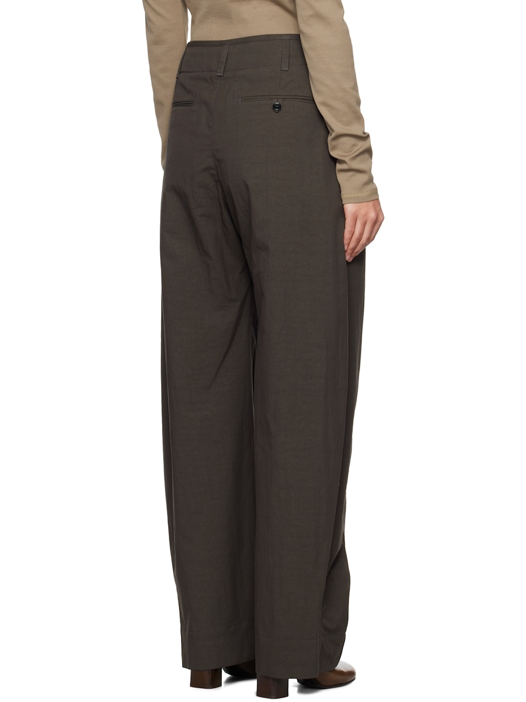 Brown Curved Volume Trousers - 3