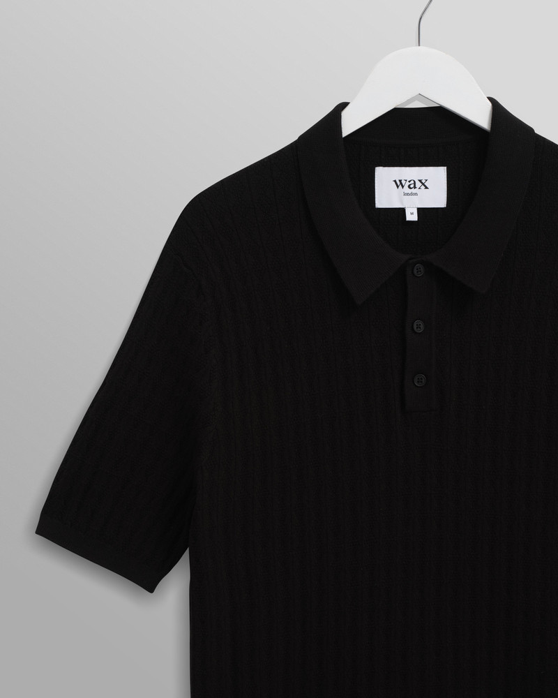 Naples - Black Diamond Stripe Knitted Polo 7