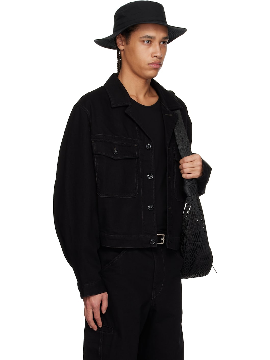 Black Trucker Denim Jacket - 2