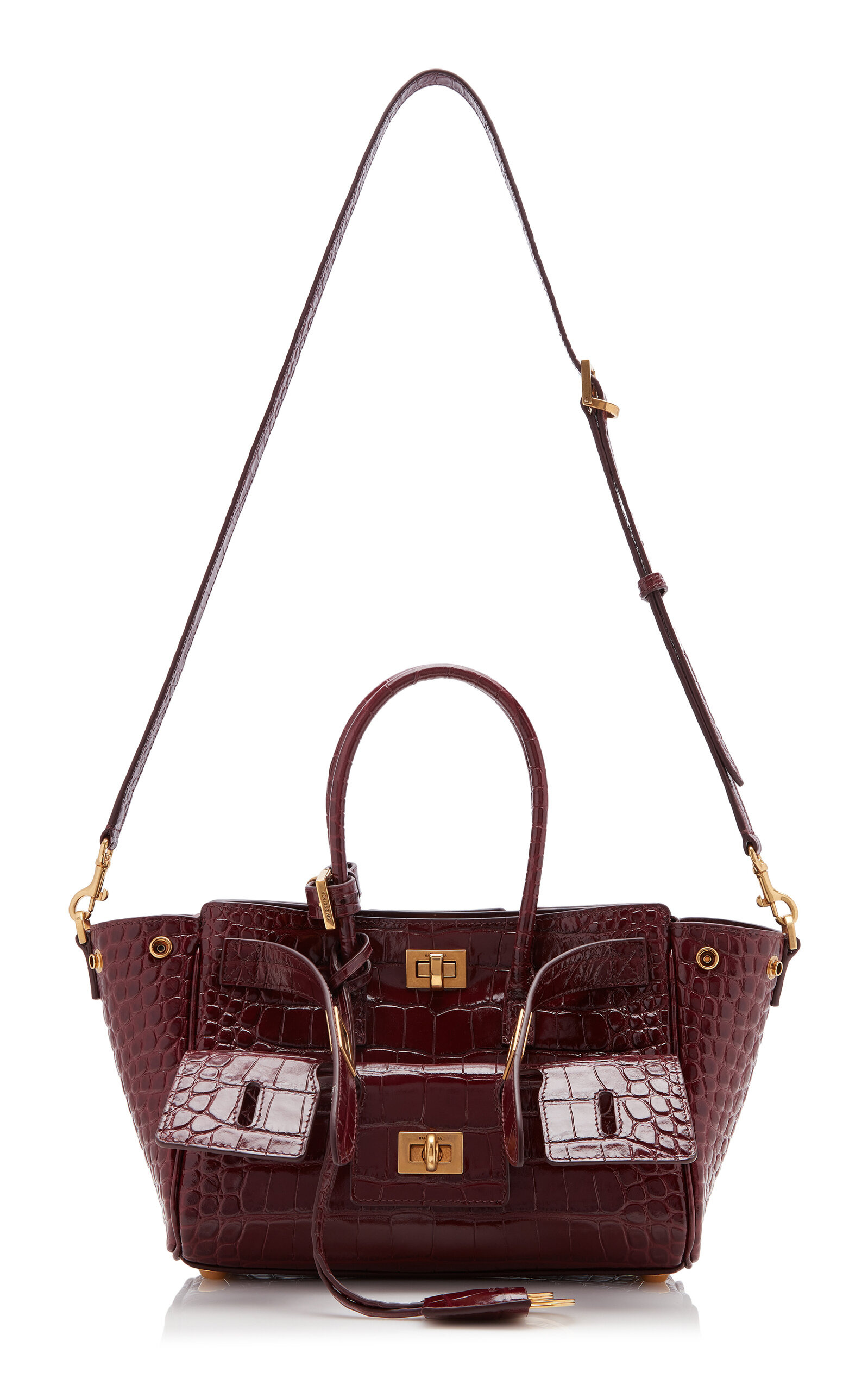 Bel Air Croc-Embossed Leather Carry-All Bag burgundy - 6