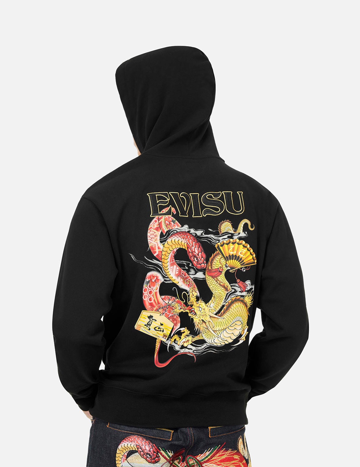 Soaring Snake and Dragon Print Relax Fit Hoodie - 7