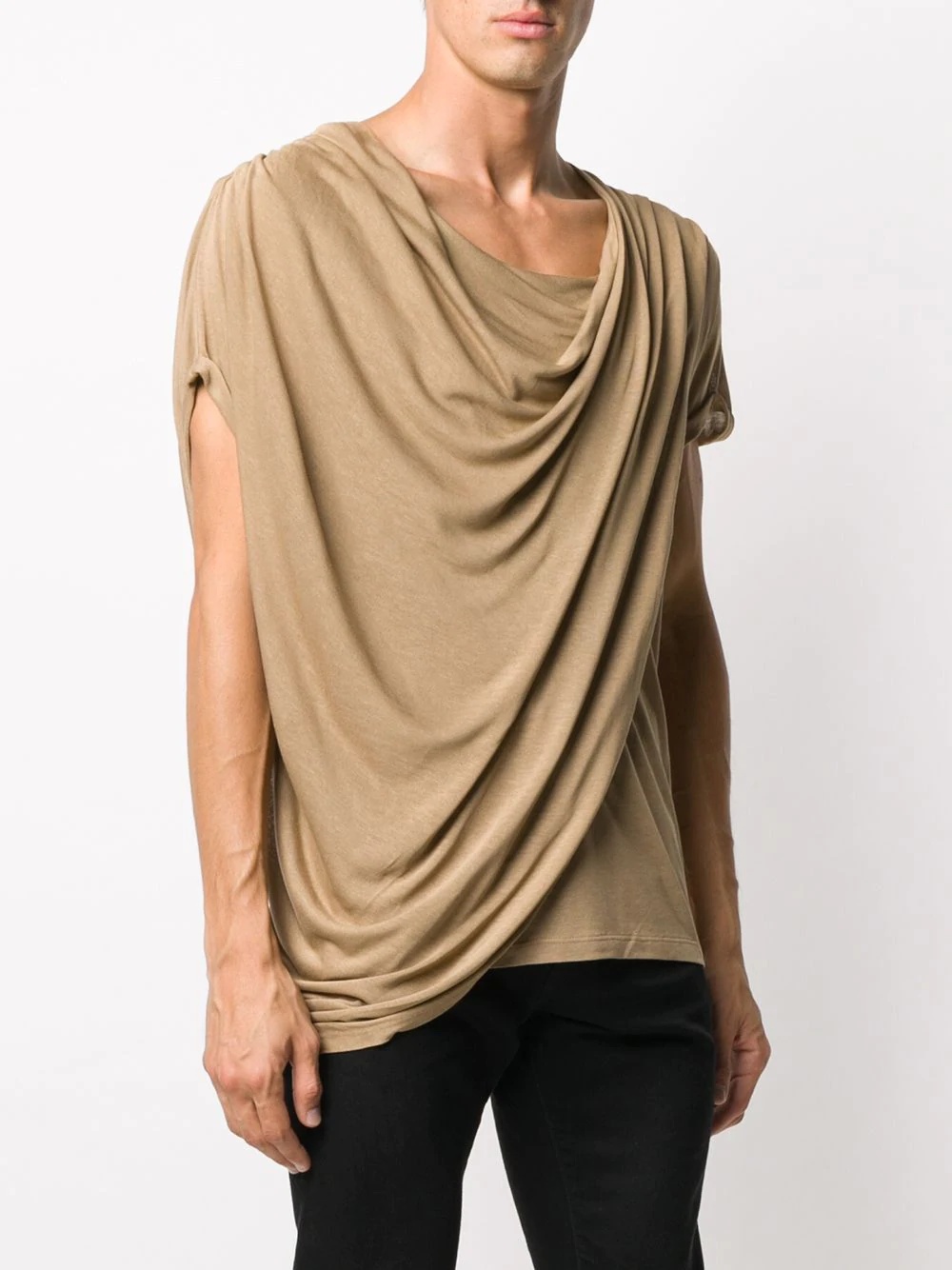 draped-detail short-sleeve T-shirt - 3