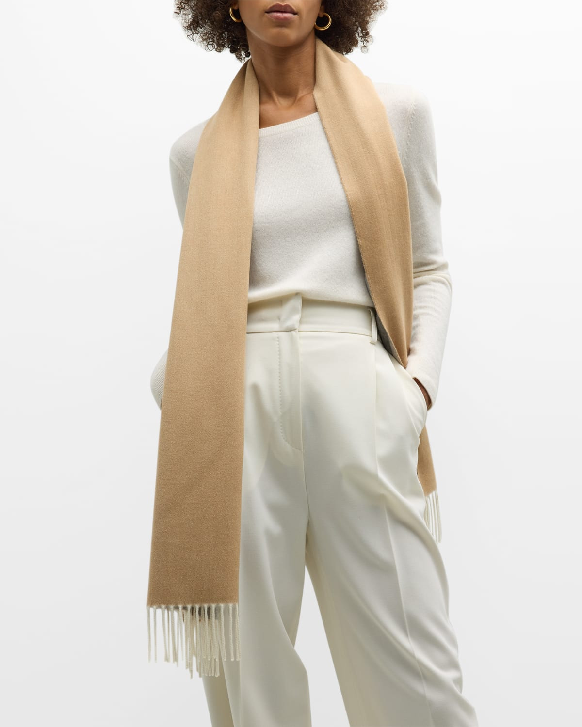 Cashmere Sciarpa Two-Tone Fringe-Trim Scarf - 3