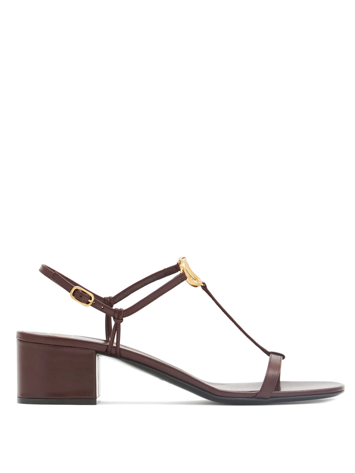 V-logo block-heel leather sandals - 1