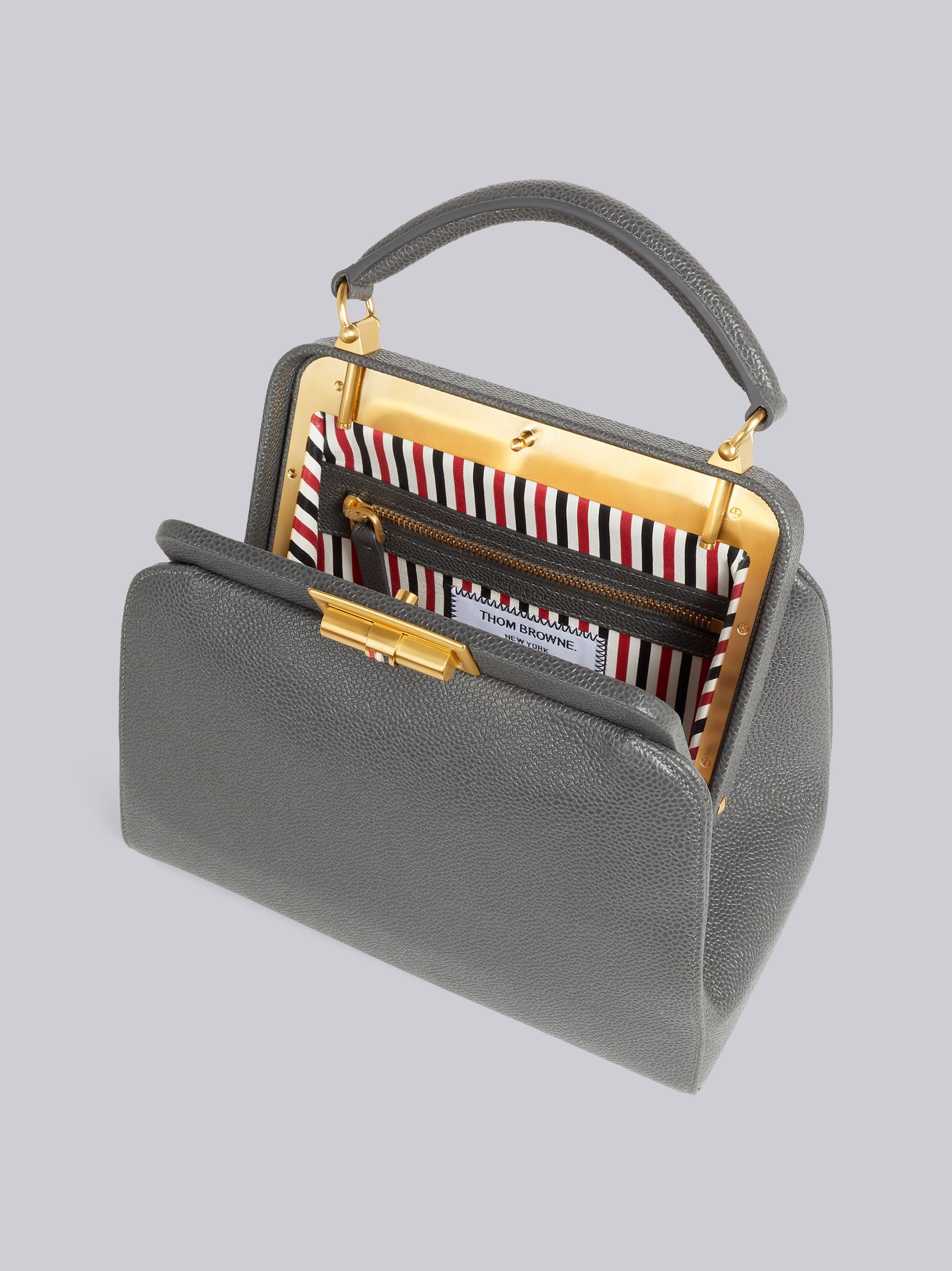 Dark Grey Pebble Grain Leather Small Doctor Bag - 5