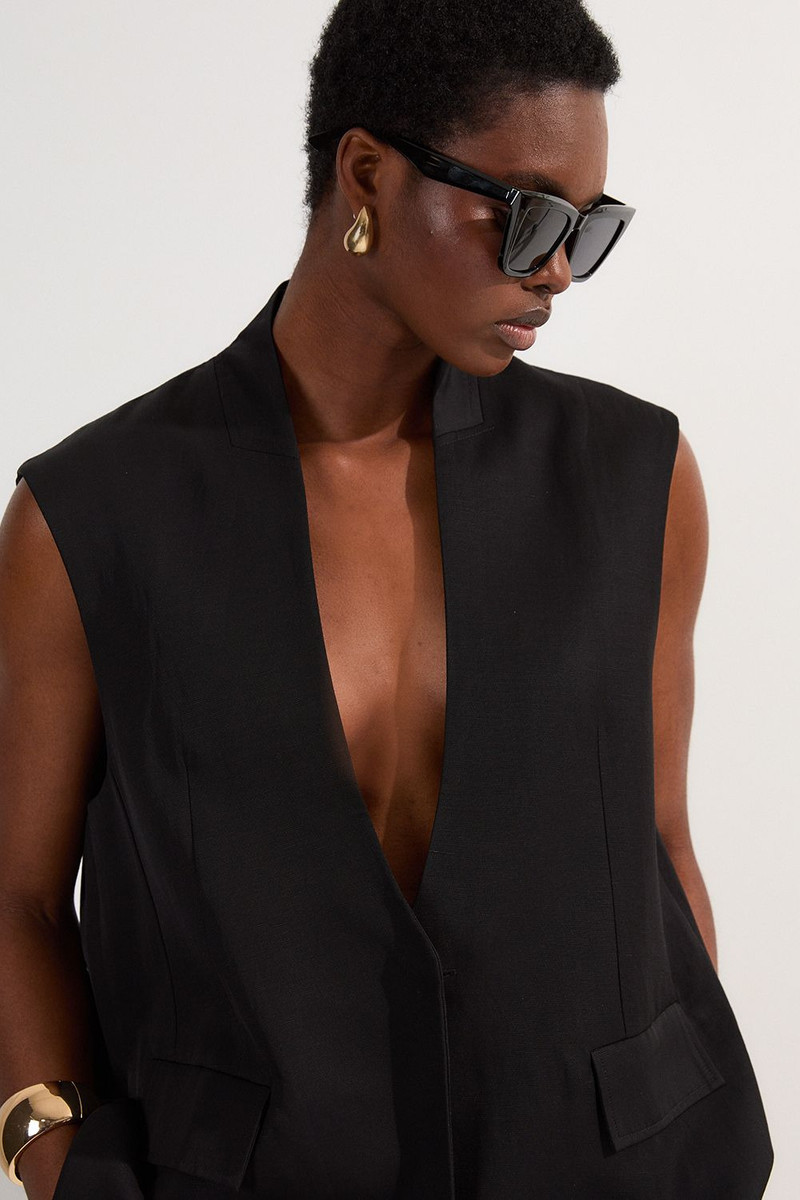 KAREN MILLEN Viscose Linen Tailored Waistcoat outlook