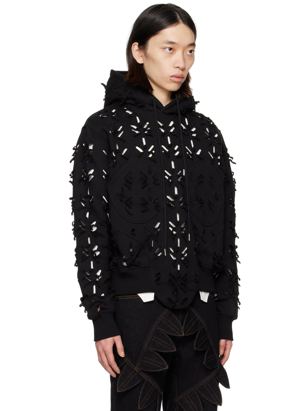 Black Slashed Hoodie - 2