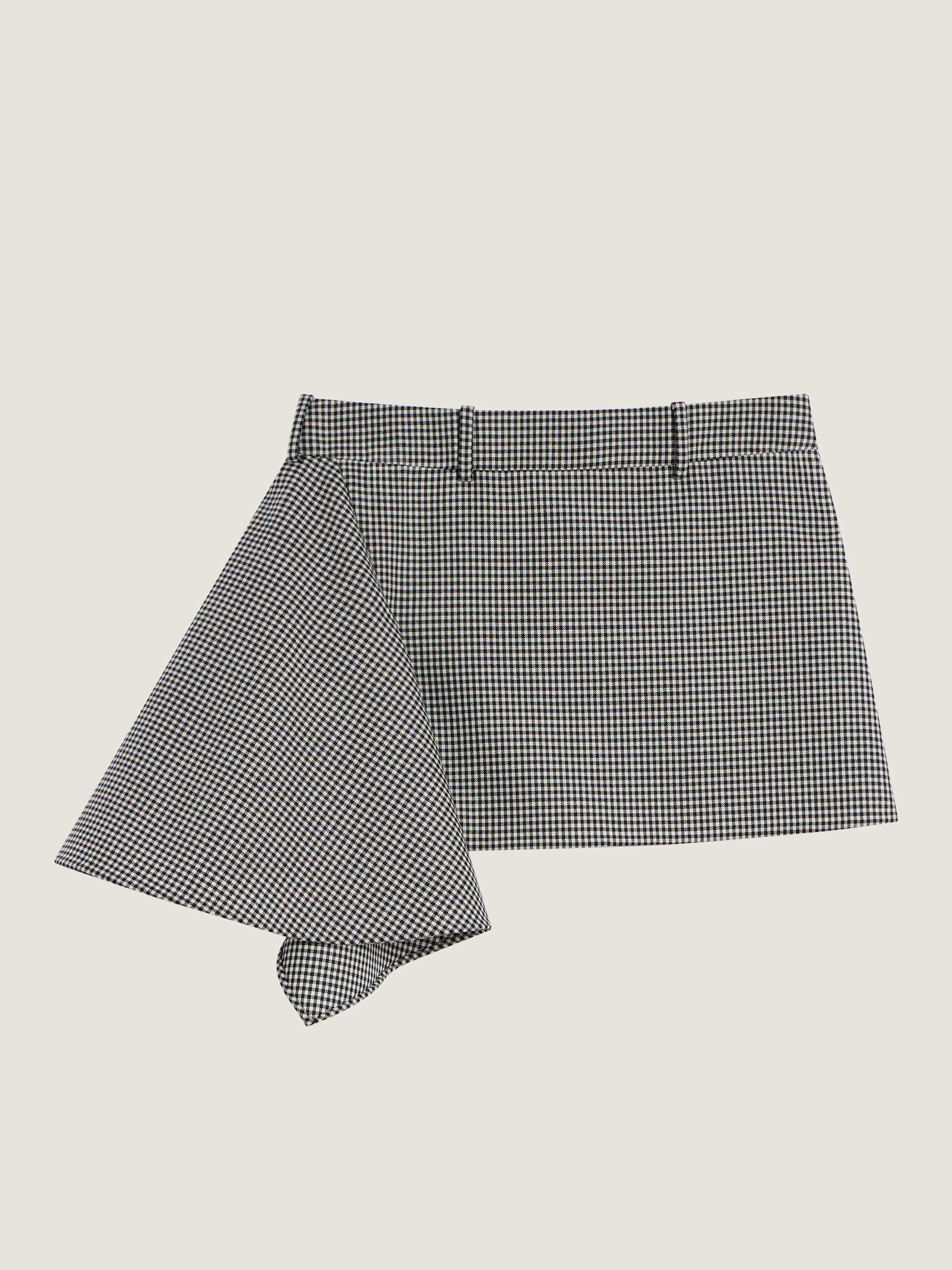 SLASHED MINI SKIRT IN HOUNDSTOOTH WOOL AND MOHAIR - 1