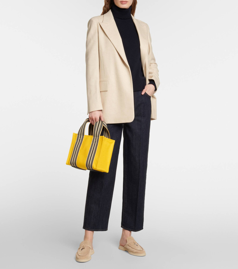 Loro Piana The Suitcase Stripe Mini canvas tote bag outlook