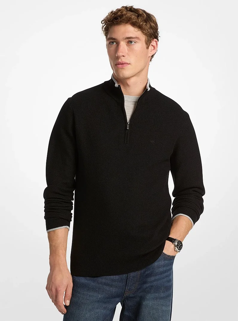 Wool Blend Quarter-Zip Sweater - 1