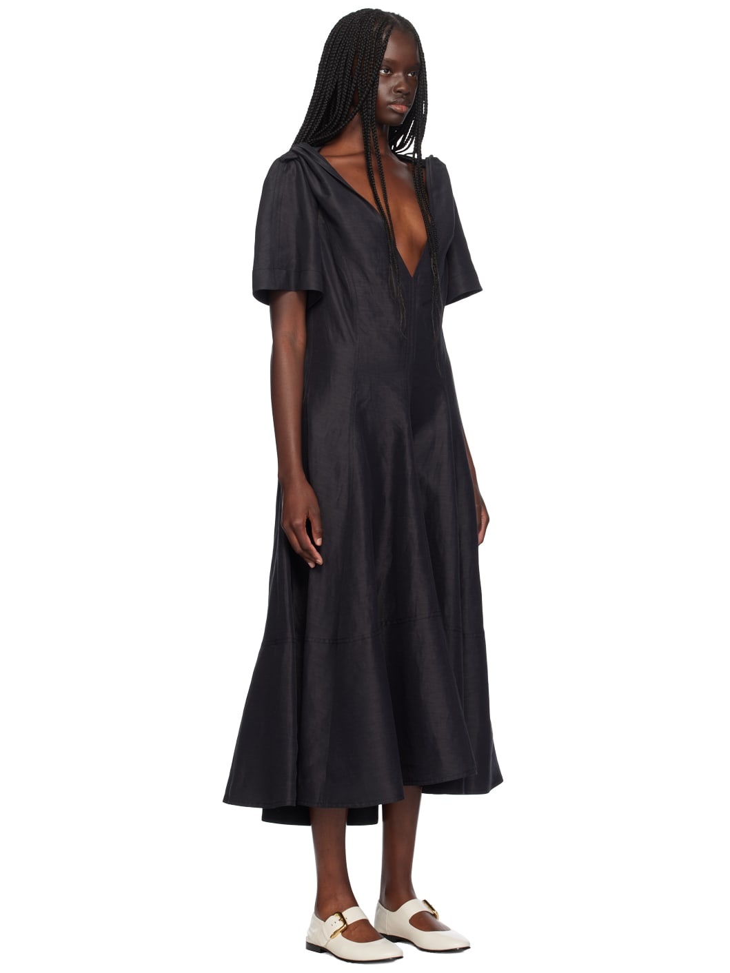 Black Fluid Midi Dress - 2