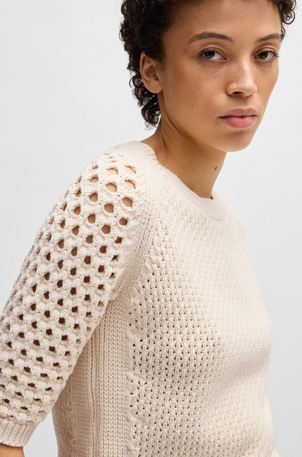 SWEATER WITH MIXED KNITS - 5