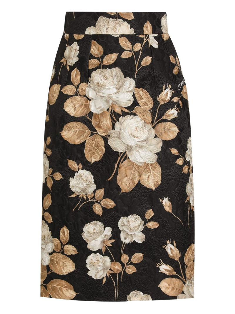 rose-print midi pencil skirt 1
