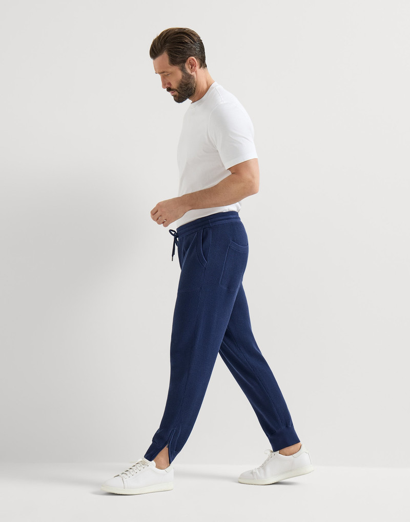 Cotton English rib knit trousers with zipper cuffs 5