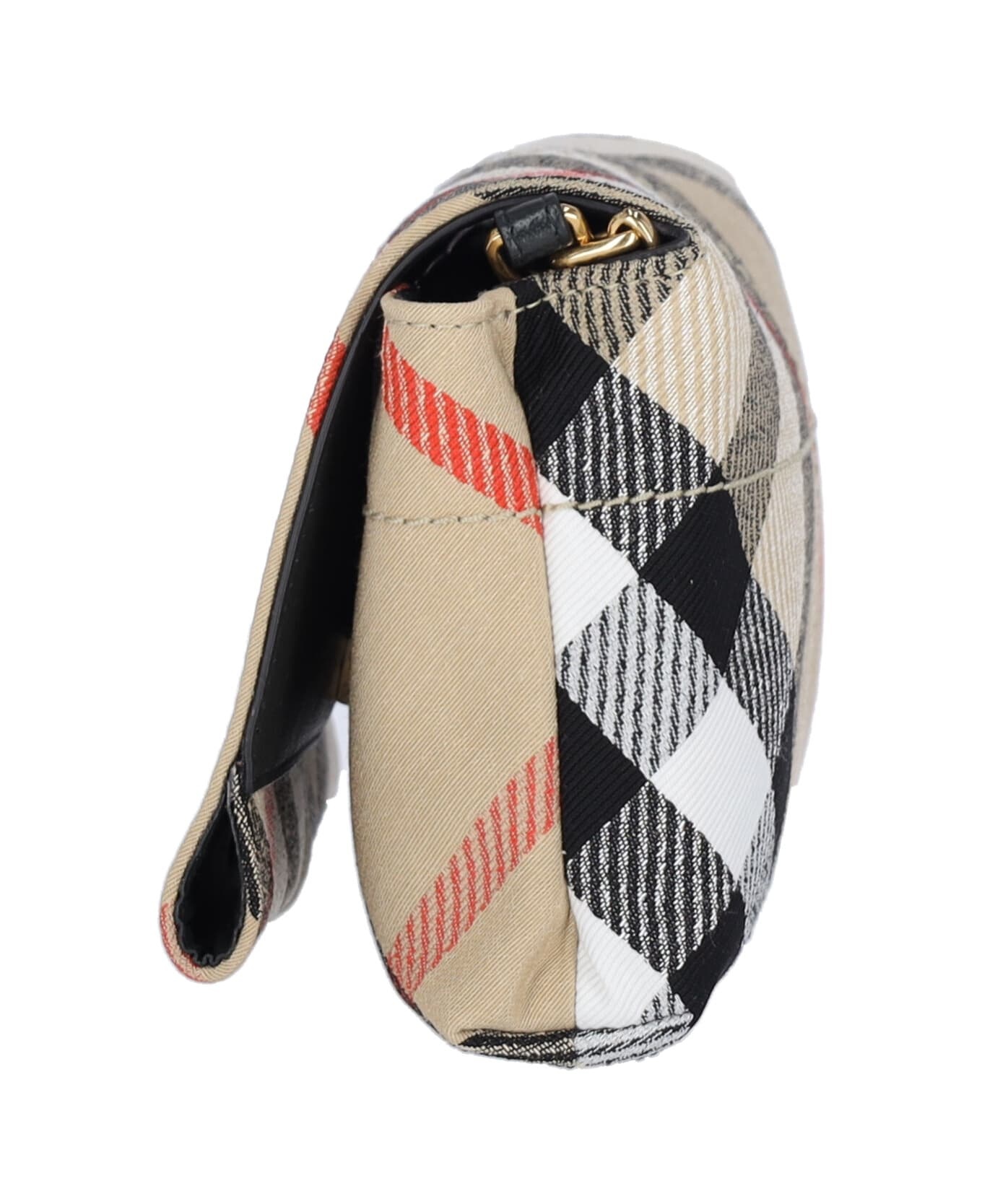 'check' Crossbody Bag In Beige Polyester Blend - 5