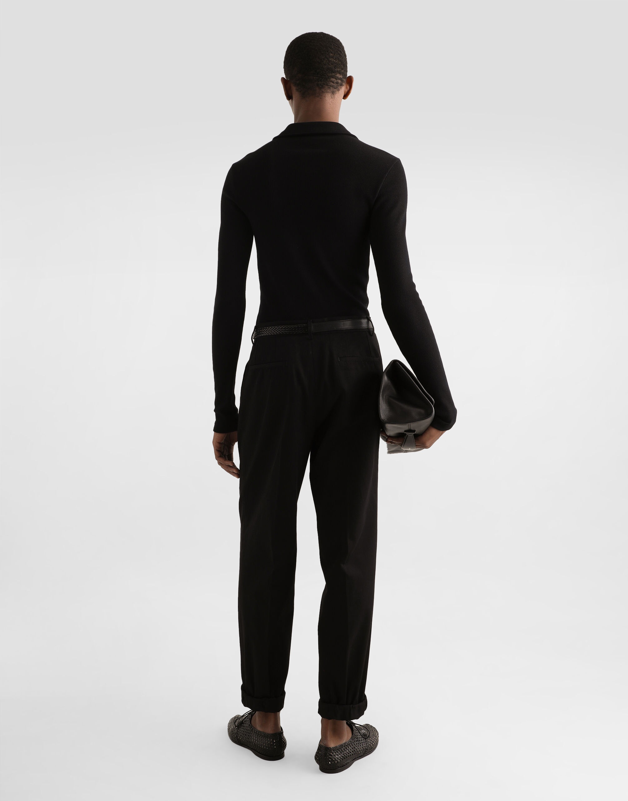 Long-sleeved interlock jersey polo-shirt with laces - 3