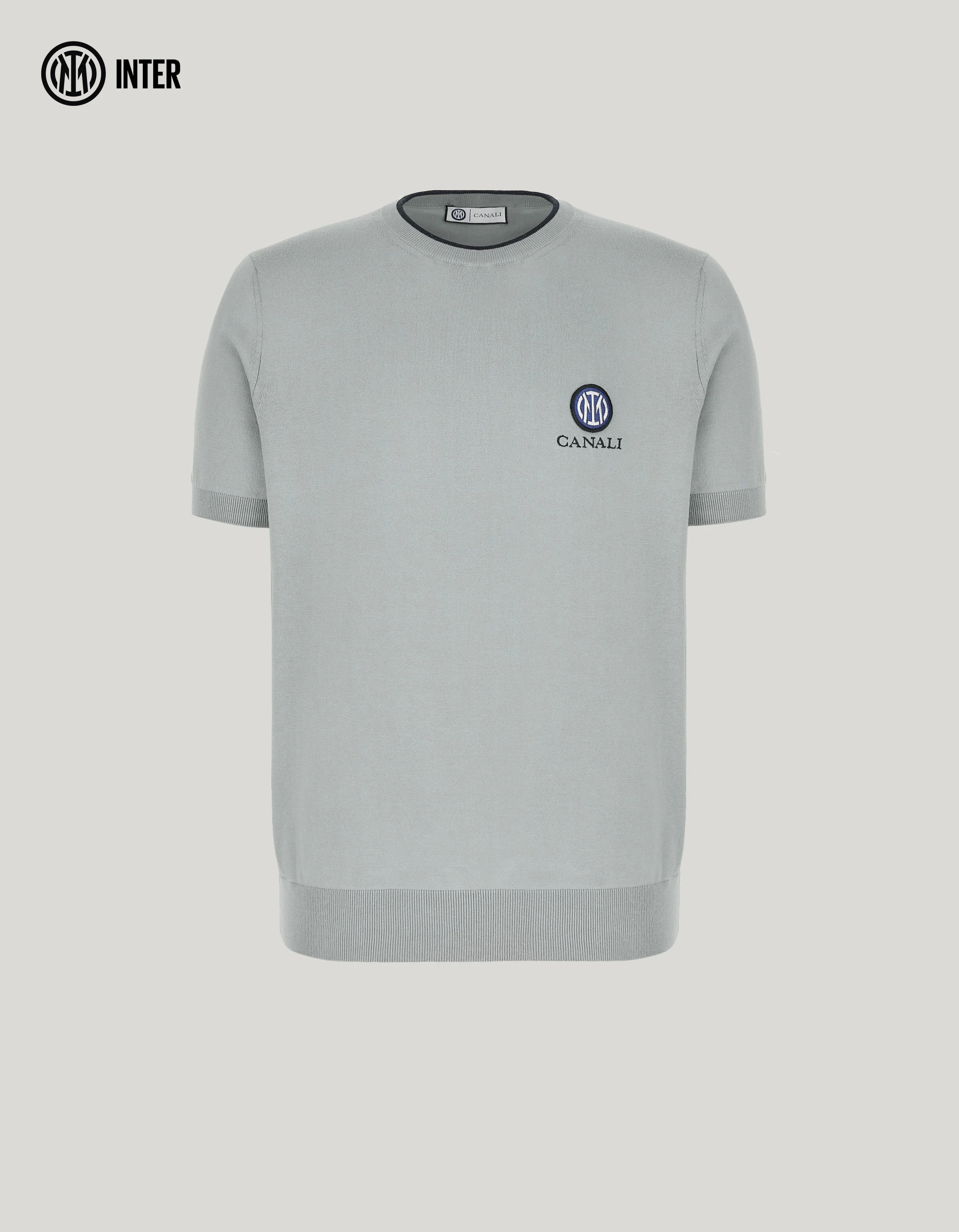 SHORT SLEEVE COTTON SILK CREW NECK WITH CONTRASTING TRIM - INTER COLLECTION - 1