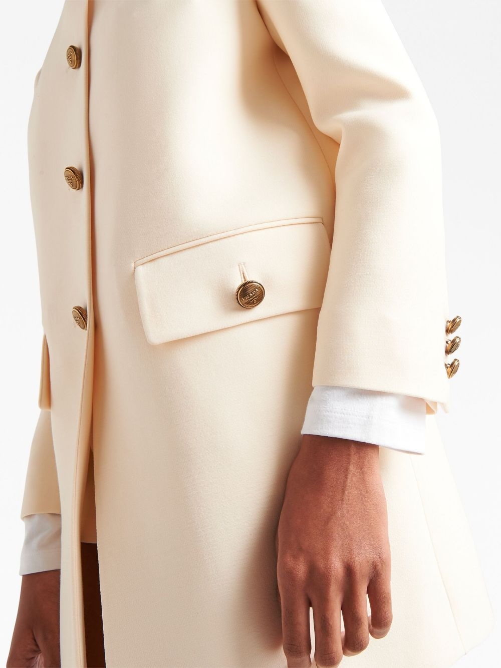 collarless buttoned wool coat - 5