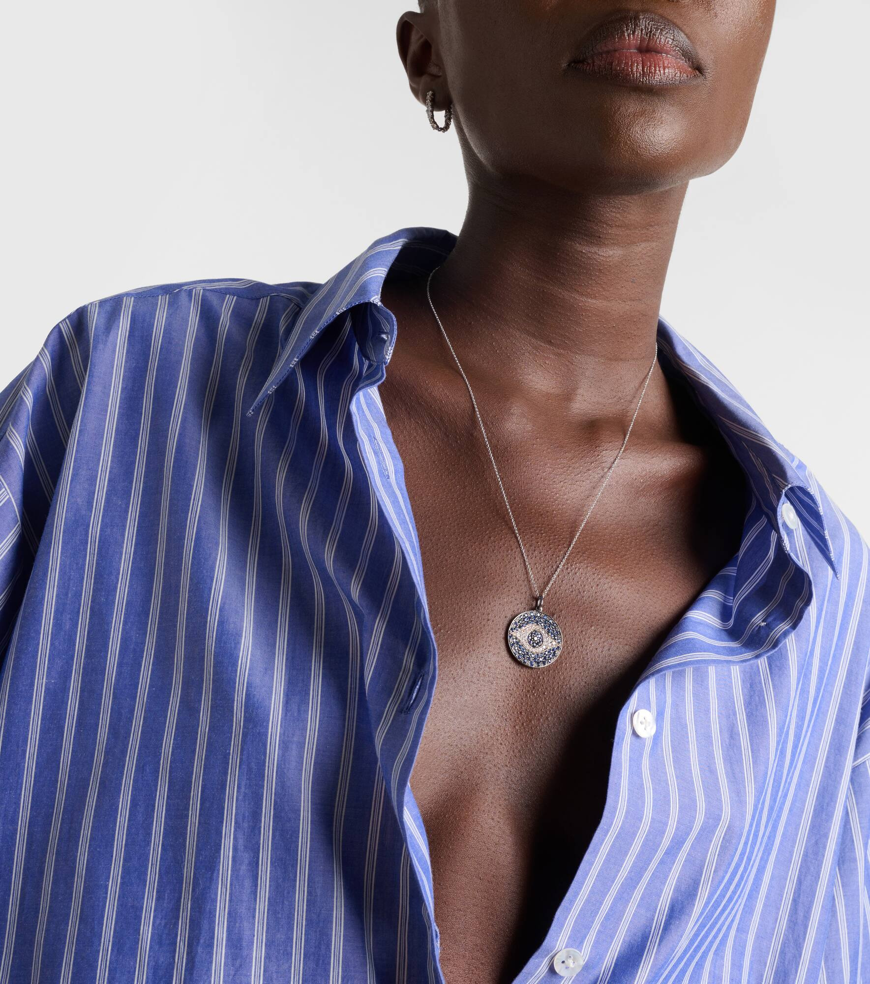 Dawn 18kt white gold necklace with diamonds and sapphires - 3