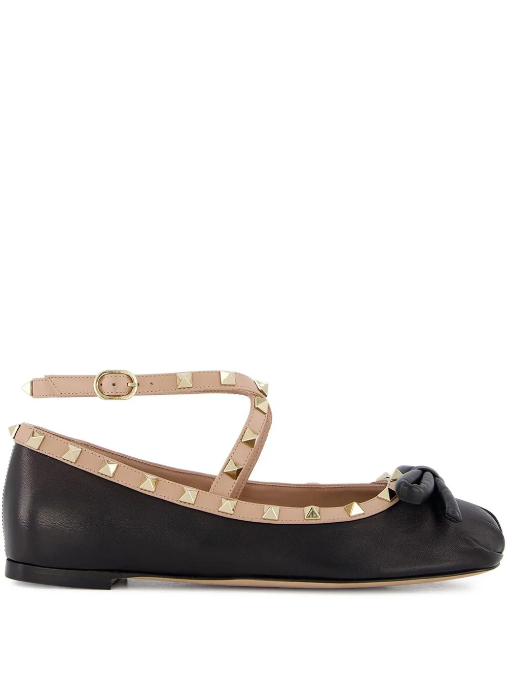 Rockstud leather ballerina shoes - 1