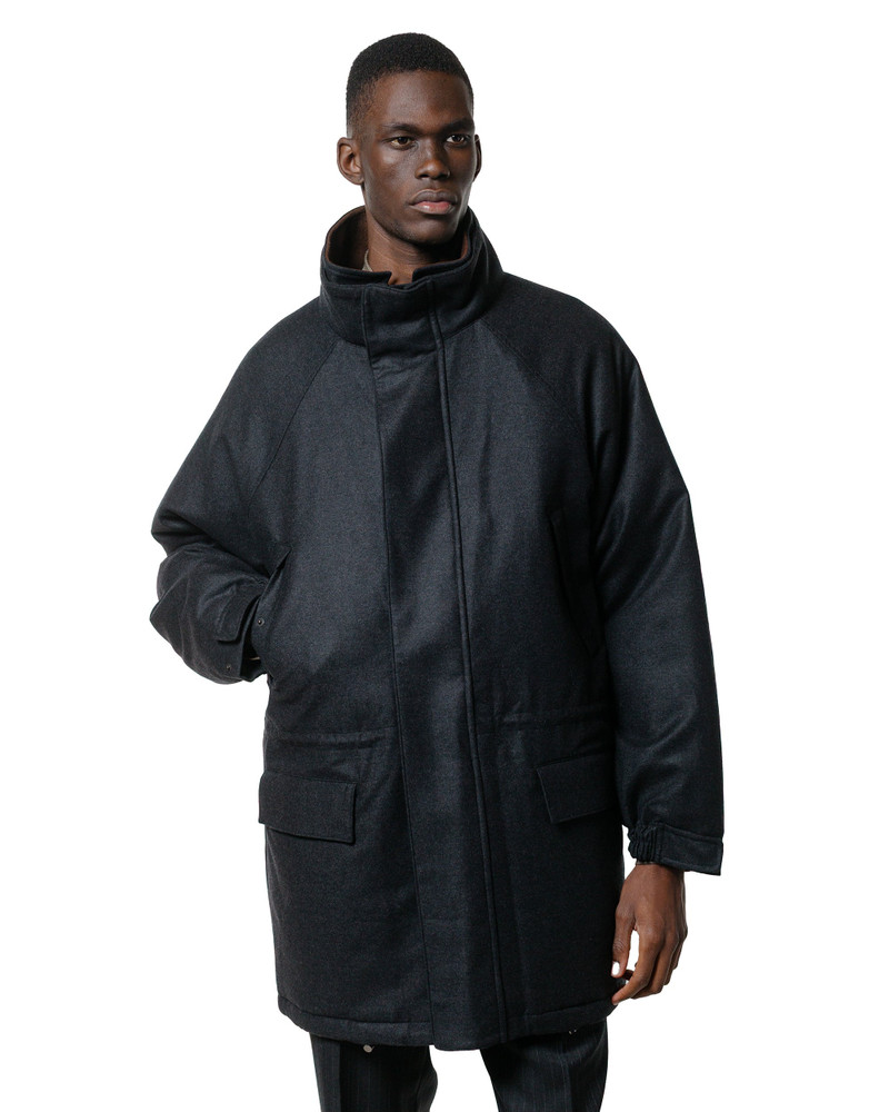 AURALEE Wool Fulling Flannel Padded Over Blouson Top Charcoal outlook