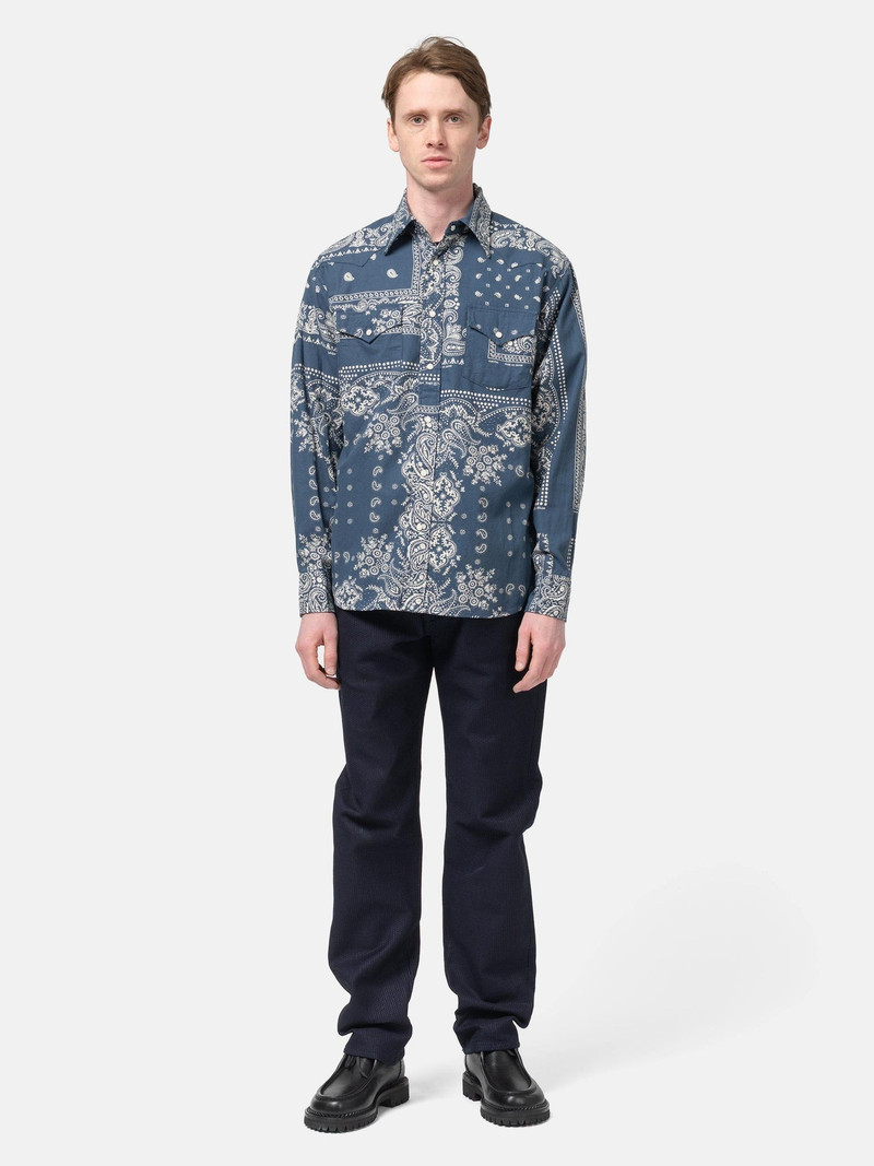 Kapital Viyella Flannel Bandanna HUSKY Western Shirt Navy outlook