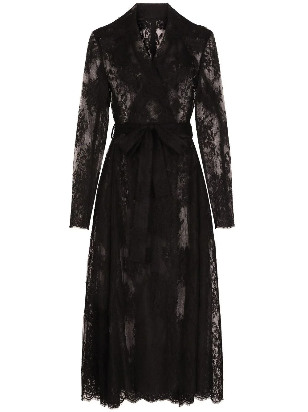 lace-panel long-sleeve coat - 1