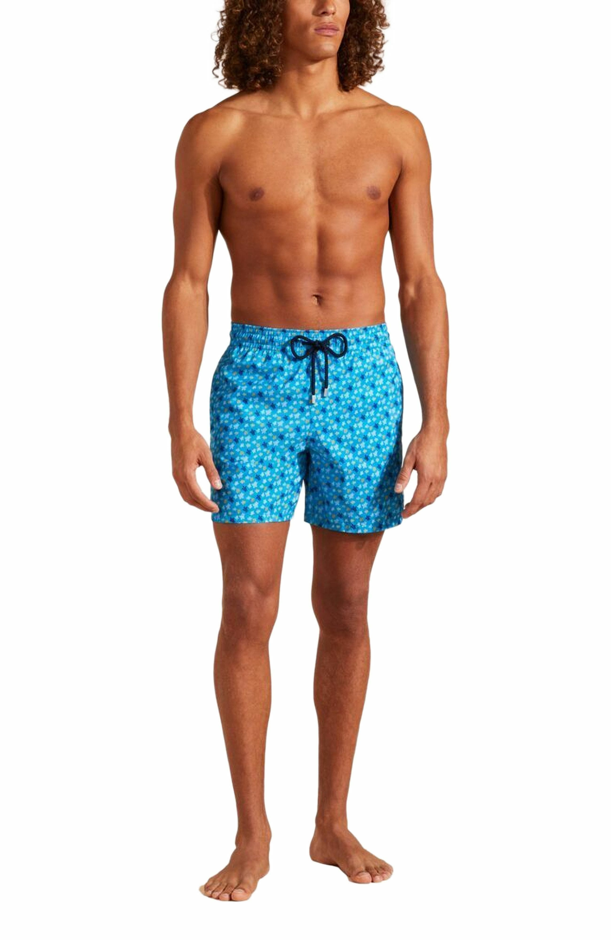 Vilebrequin Men's Micro Ronde Des Tortues Rainbow Light Fabric Swim Shorts in Bleu Hawai at Nordstro - 3