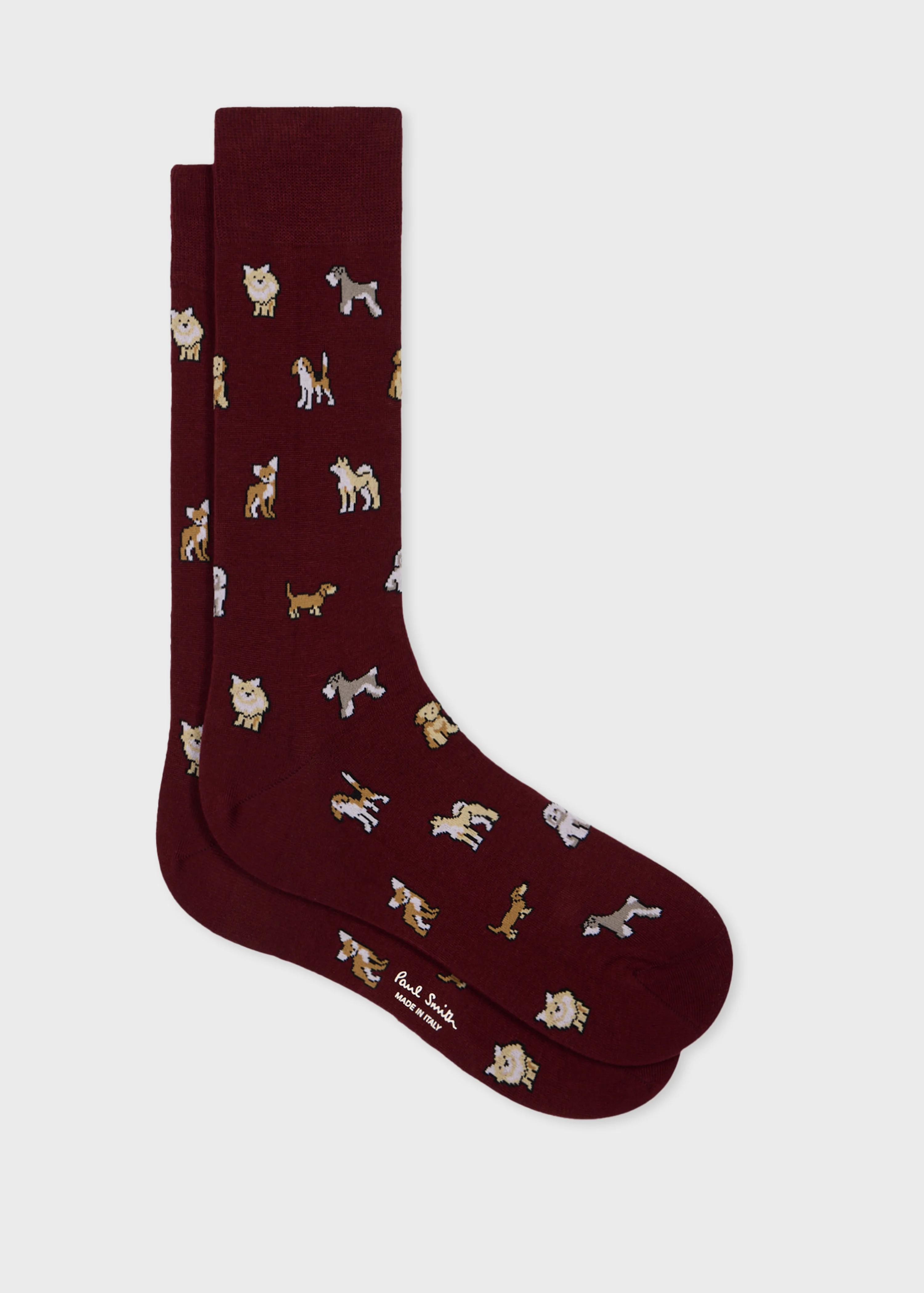 Burgundy 'Dogs' Socks - 1