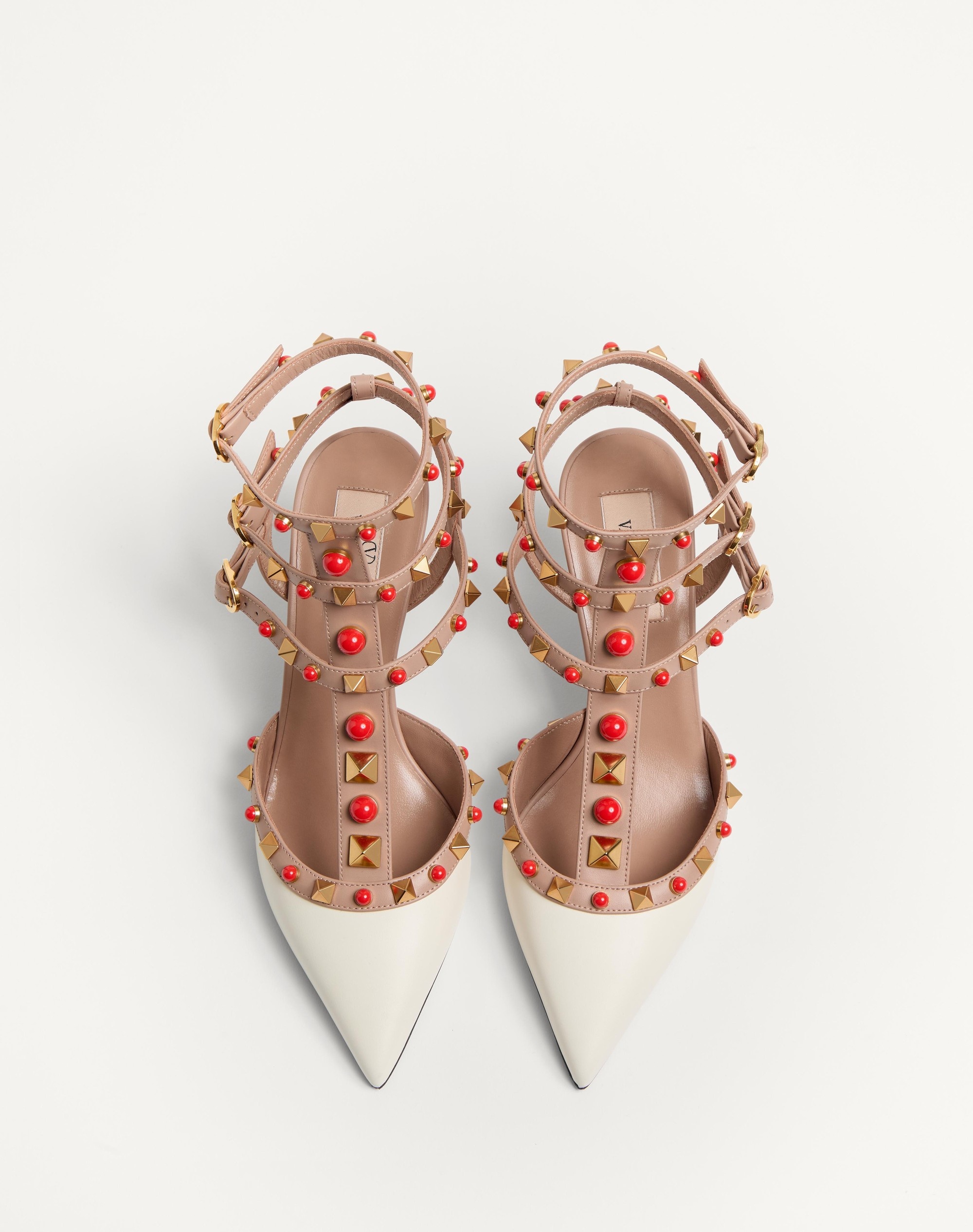 ROCKSTUD CALFSKIN PUMPS WITH CABOCHON STONES 65MM - 4