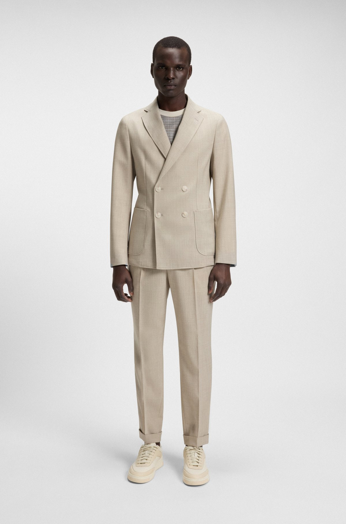 REGULAR-FIT PANTS IN MICRO-PATTERNED WOOL - 3