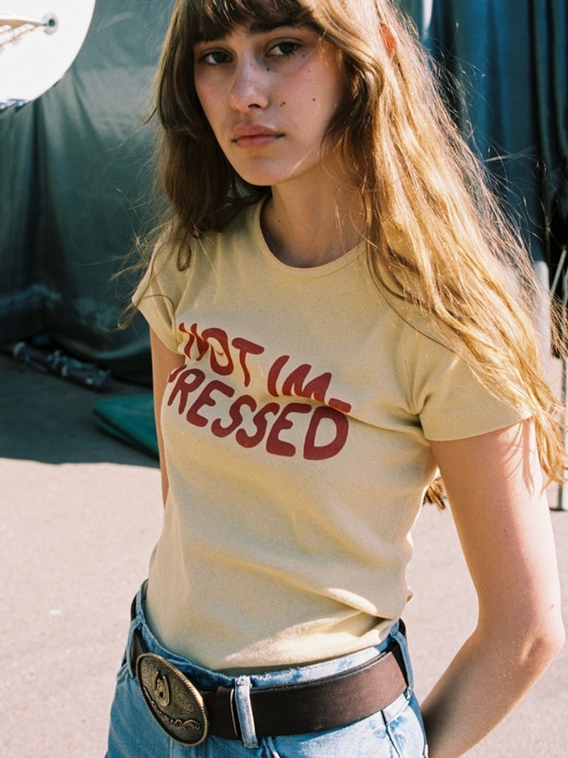 Nudie Jeans Eve T-Shirt Not Impressed Mustard outlook