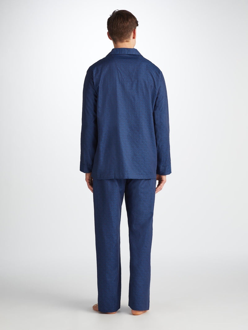 Men's Classic Fit Pyjamas Paris 27 Cotton Jacquard Navy - 4