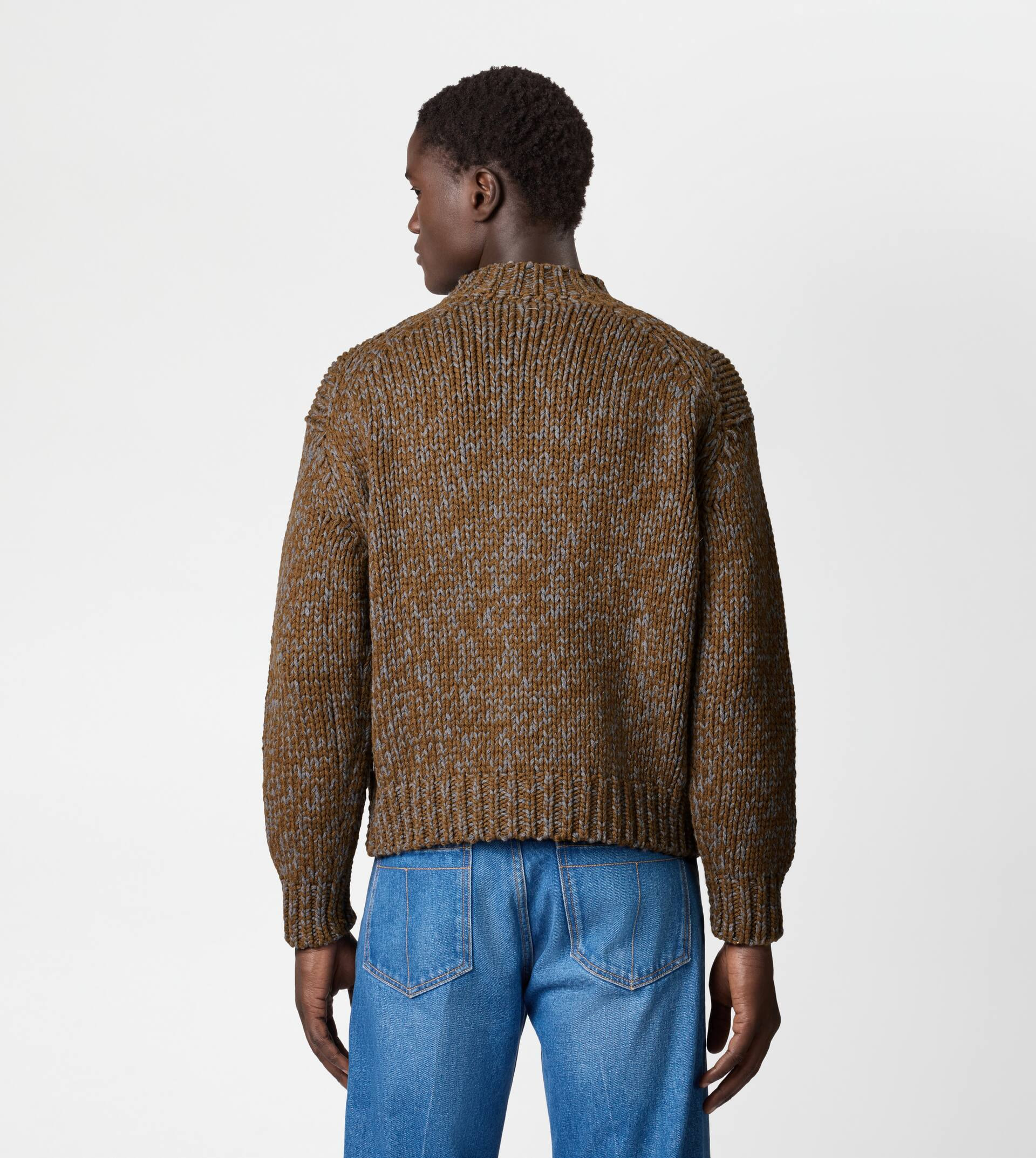 CASHMERE BLEND MOULINÉ ROUND-NECK PULLOVER - YELLOW - 4