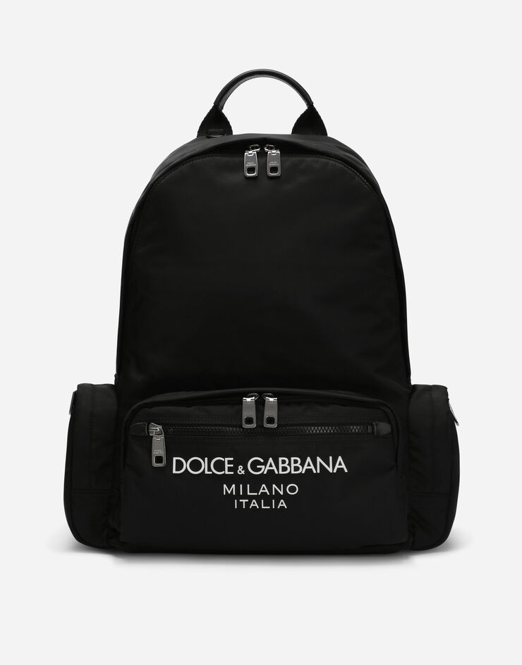 Nylon backpack with rubberized logo - 1